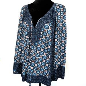 Anthropologie geometric pattern peasant top by Meadow Rue, size small
